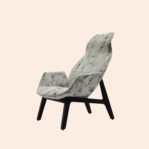 YJ-A39Ventura Lounge Chair: Fabric & Solid Wood