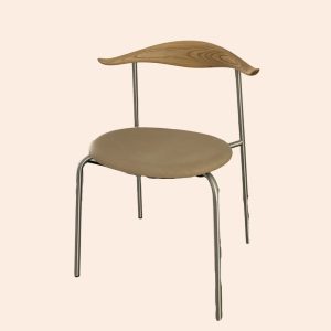YJ-15 Horn Chair - Solid Wood & Stainless Steel